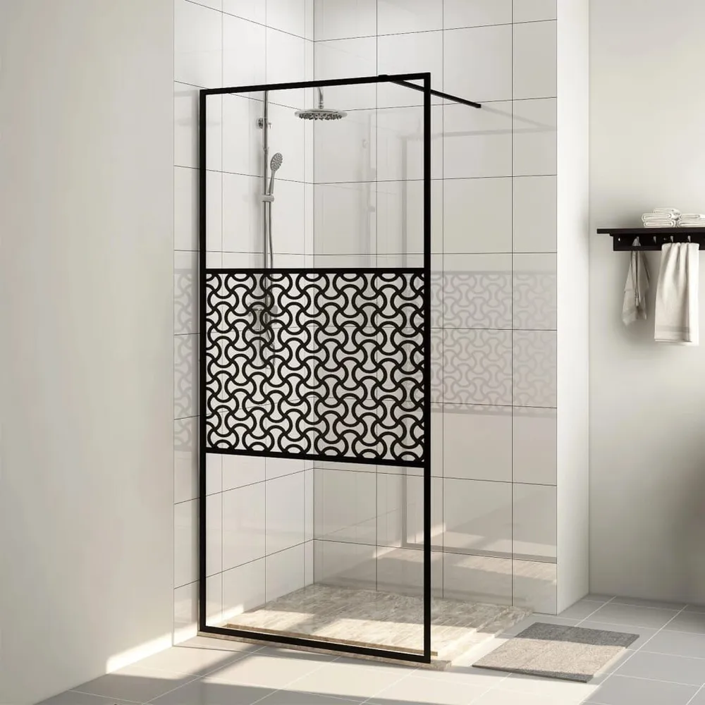 Paroi de douche avec verre ESG translucide 115x195 cm Noir