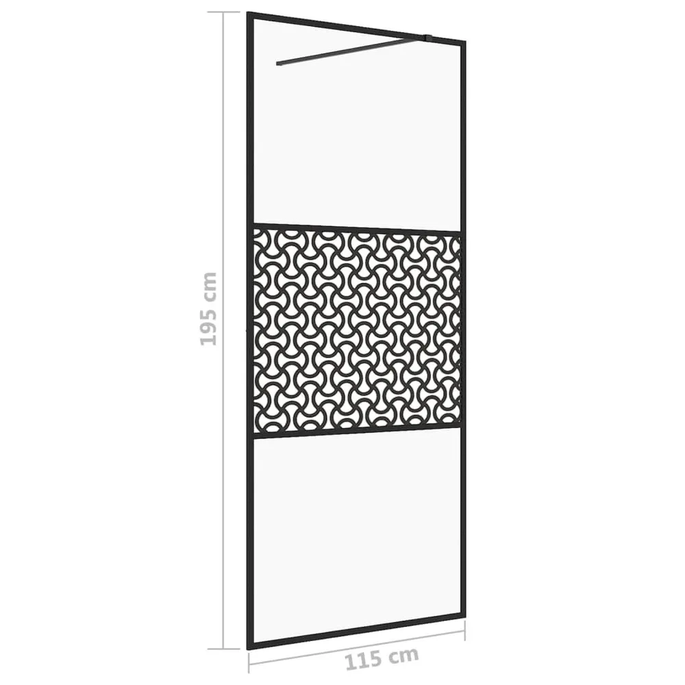 Paroi de douche avec verre ESG translucide 115x195 cm Noir