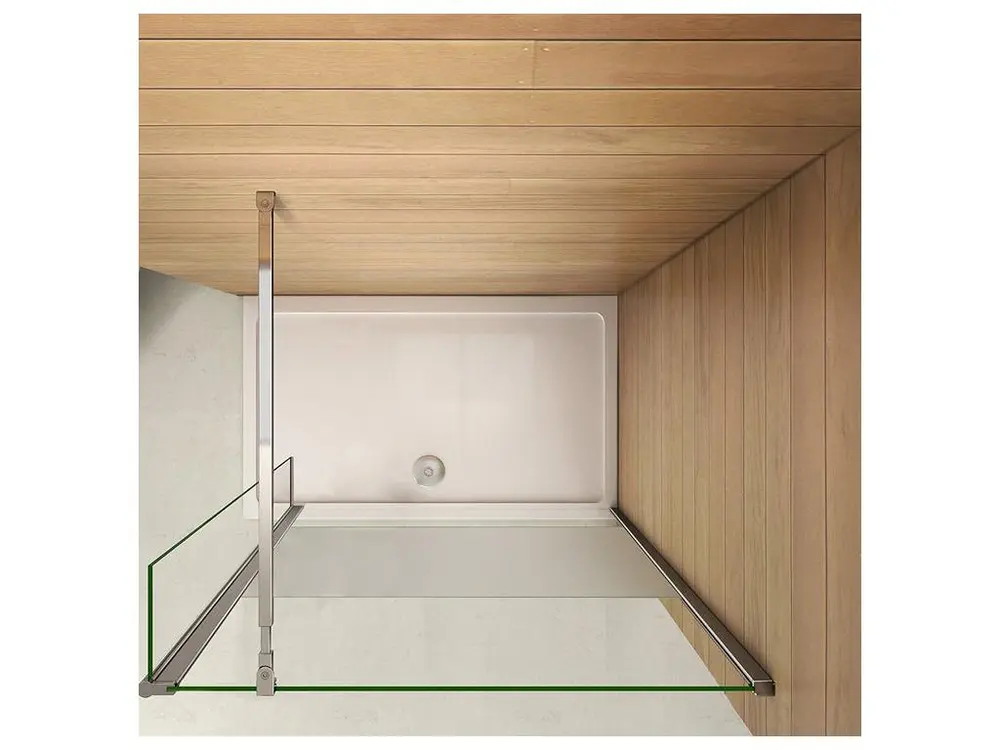 Paroi de douche à l'italienne 140+40x200cm avec barre de fixation 73-120cm, paroi de douche bande central dépoli avec...