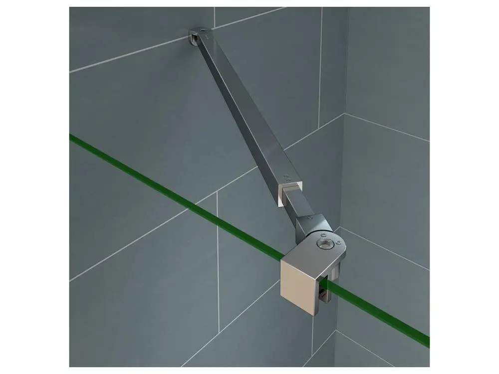Paroi de douche à l'italienne 140+40x200cm avec barre de fixation 73-120cm, paroi de douche bande central dépoli avec...