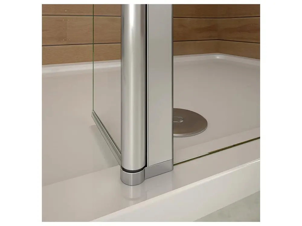 Paroi de douche à l'italienne 140+40x200cm avec barre de fixation 73-120cm, paroi de douche bande central dépoli avec...