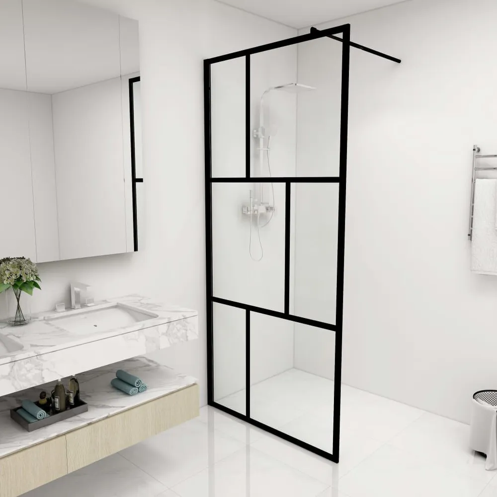 Paroi de douche à l'italienne avec verre trempé Noir 90x195 cm