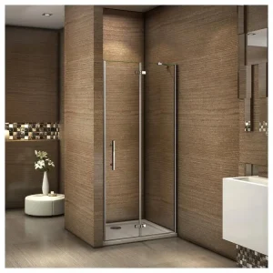 Paroi de douche pivotante 100x185cm en 6mm verre sécurité anticalcaire, installation en niche