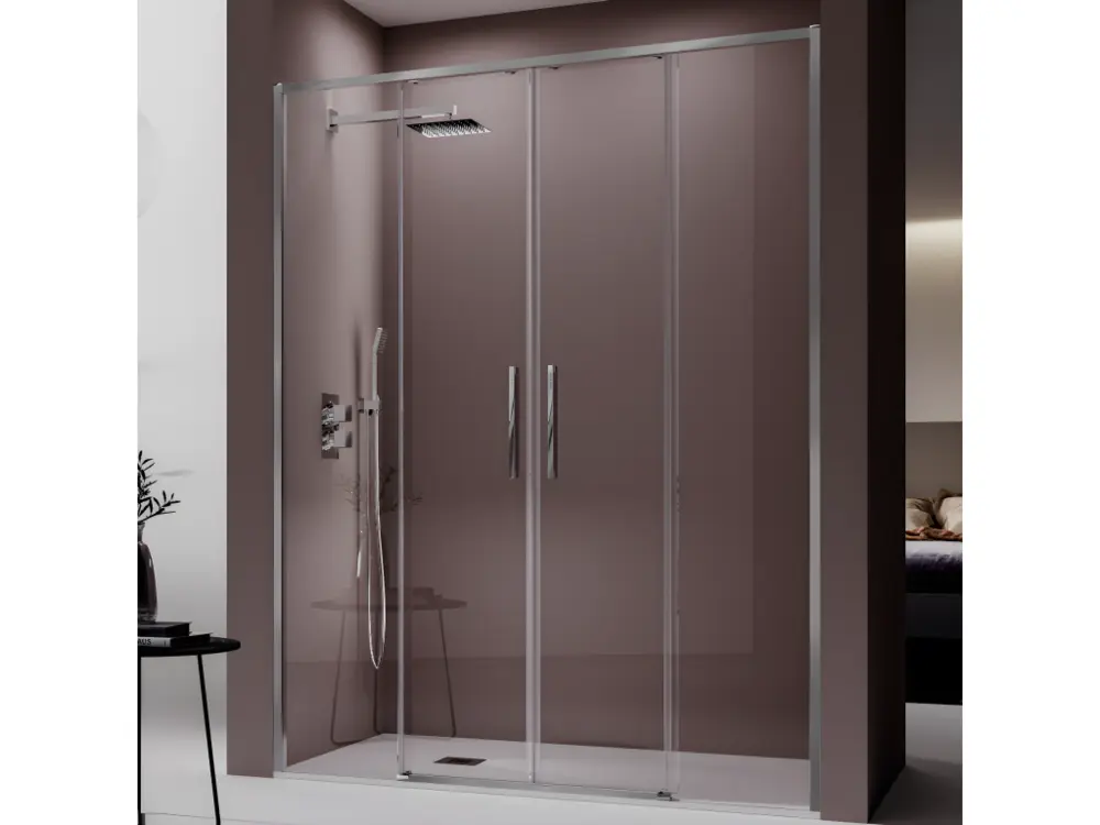 Paroi de douche 2 verres fixes + 2 portes coulissantes DELTA 177-178 cm