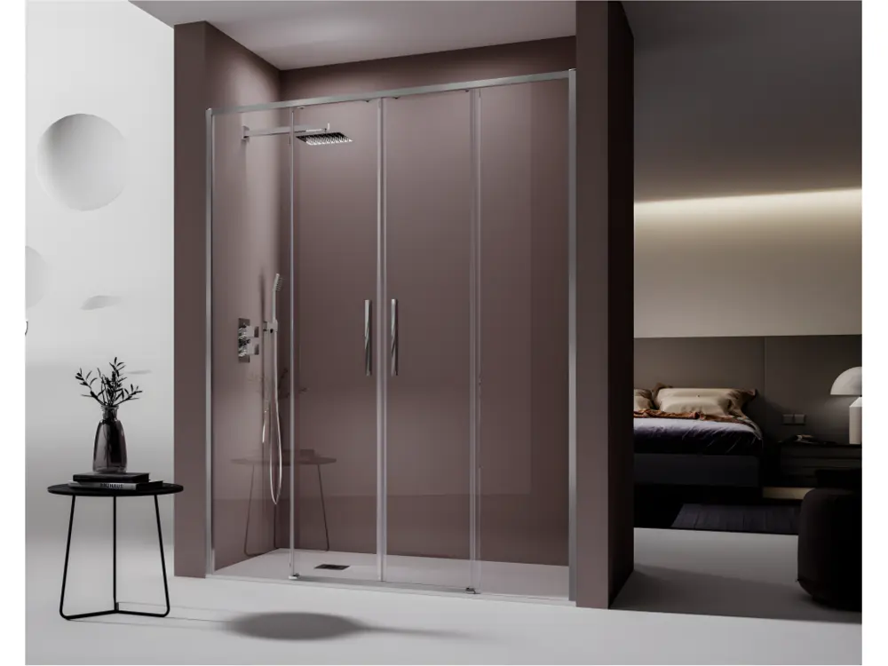 Paroi de douche 2 verres fixes + 2 portes coulissantes DELTA 177-178 cm