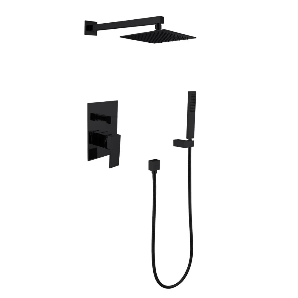 Pommeau de douche à poignée particulier avec douchette à main noir mat