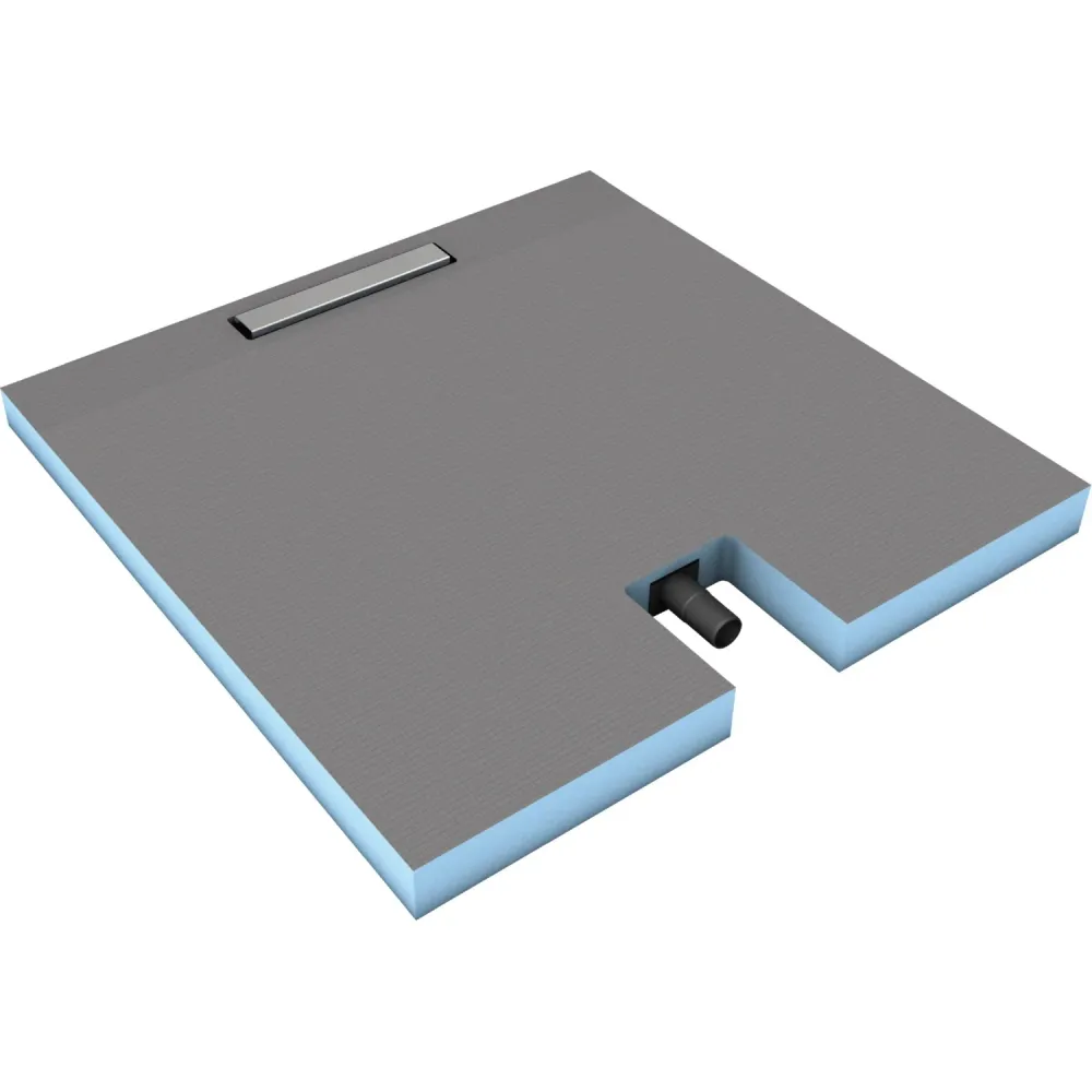 Receveur achevé wedi Fundo Plano Linea carré écoulement excentré DN 40 au plus près du mur