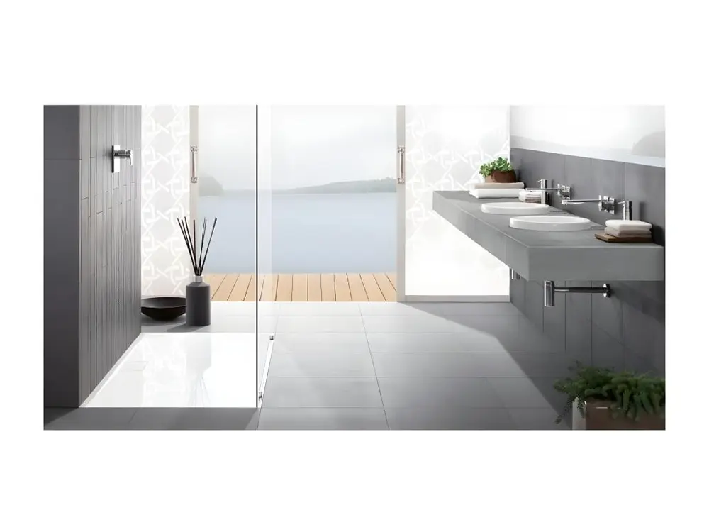 Receveur antidérapant 150 x 100 VILLEROY ET BOCH Architectura Metalrim acrylique rectangle star blanc pur