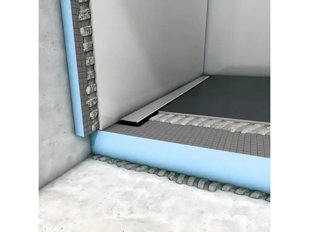 Receveur à carreler 120 x 80 cm WEDI Fundo Plano Linea écoulement linéaire & bonde intégrée + kit d'étanchéité
