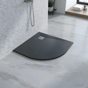 Receveur de douche 100X100 cm semi-circulaire ligne Vulcano extra fin anthracite en résine synthétique et poudre de marbre...