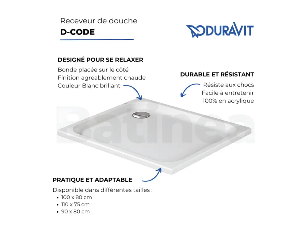 Receveur de douche 110 x 75 DURAVIT D-Code