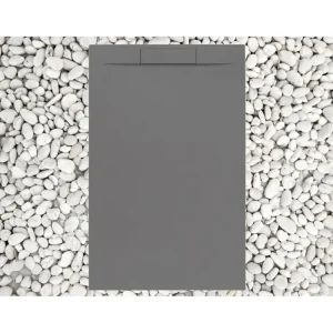 Receveur de Douche 115X70 cm GRIS RAL 7037 Ligne Vulcano PLUS En Résine et Poudre de Marbre Avec Grille Latérale EN RÉSINE...