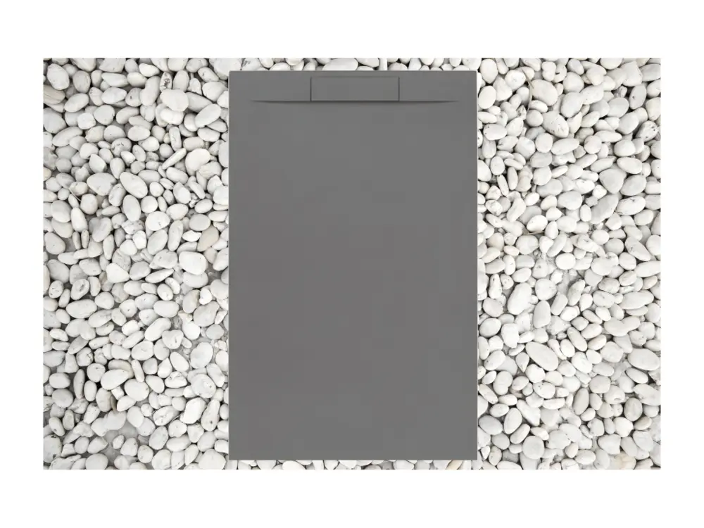 Receveur de Douche 115X70 cm GRIS RAL 7037 Ligne Vulcano PLUS En Résine et Poudre de Marbre Avec Grille Latérale EN RÉSINE...