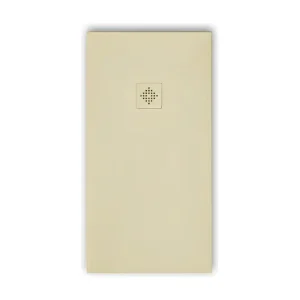 Receveur de douche 90 x 120 cm extra plat PURE en résine surface ardoisée beige Grille crème