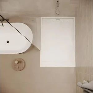 Receveur de douche 90 x 120 cm extra plat SALVI en SoliCast® surface ardoisée blanc