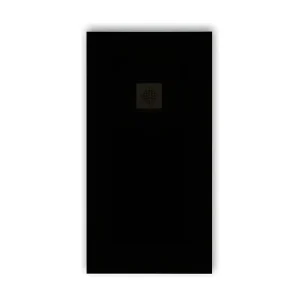 Receveur de douche 90 x 130 cm extra plat INTÈGRE en résine surface ardoisée noir Grille noire