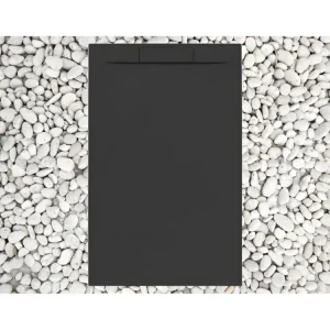 Receveur de douche 130X65 cm noir Vulcano Line PLUS en Résine et Poudre de Marbre avec Grille Latérale EN RÉSINE DE MARBRE