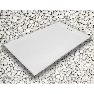 Receveur de douche 150X90 cm Blanc Vulcano Line PLUS en résine et poudre de marbre avec grille latérale en résine de marbre