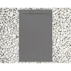 Receveur de Douche 160X90 cm GRIS RAL 7037 Ligne Vulcano PLUS En Résine et Poudre de Marbre Avec Grille Latérale EN RÉSINE...