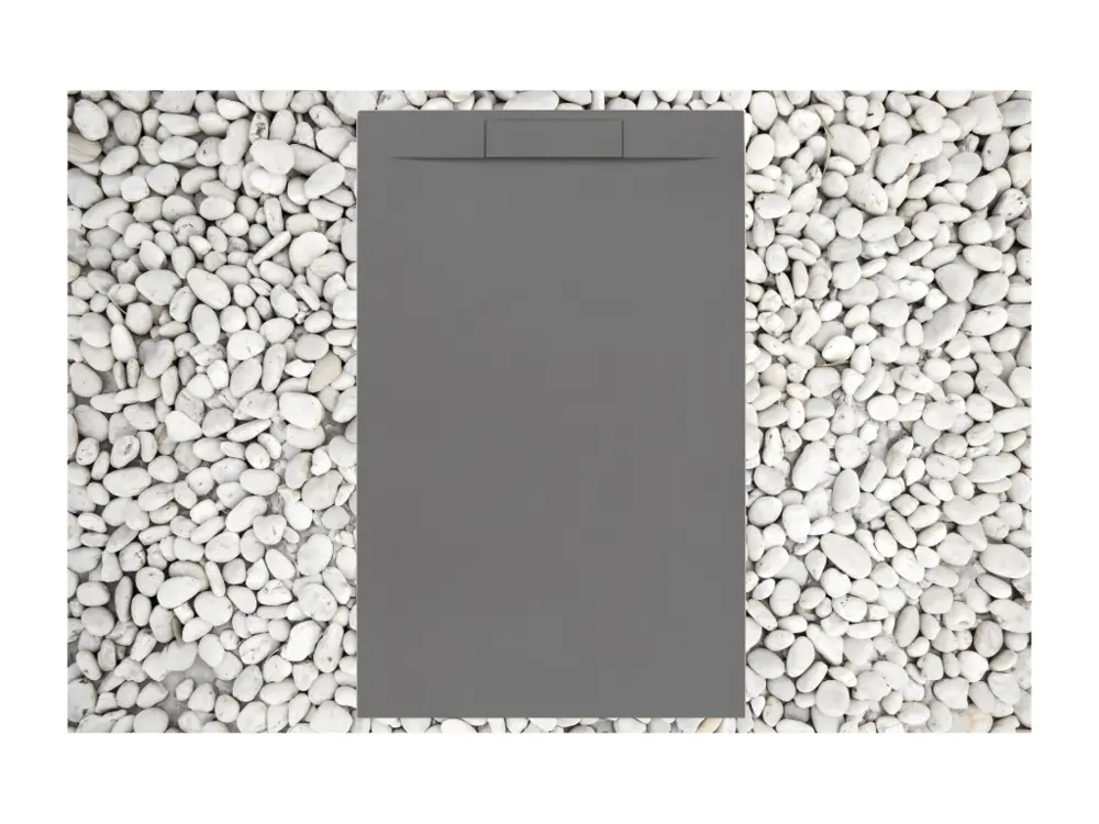 Receveur de Douche 160X90 cm GRIS RAL 7037 Ligne Vulcano PLUS En Résine et Poudre de Marbre Avec Grille Latérale EN RÉSINE...