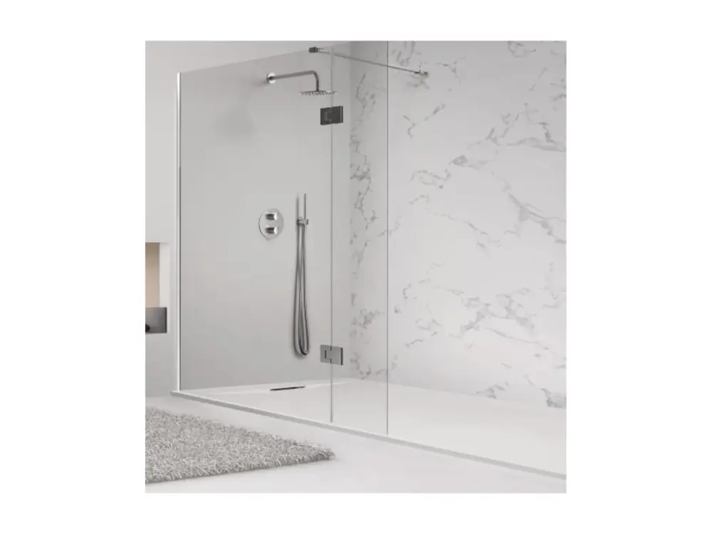 Receveur de douche 170X95 cm Blanc Vulcano Line PLUS en résine et poudre de marbre avec grille latérale en résine de marbre