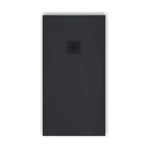 Receveur de douche 90 x 200 cm extra plat INTÈGRE en résine surface ardoisée anthracite Grille anthracite