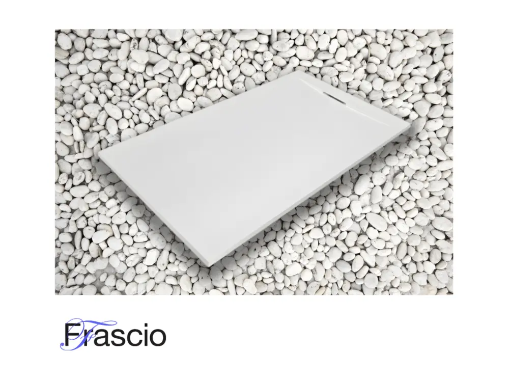 Receveur de douche 75X185 cm Blanc Vulcano Line PLUS en résine et poudre de marbre avec grille latérale en résine de marbre