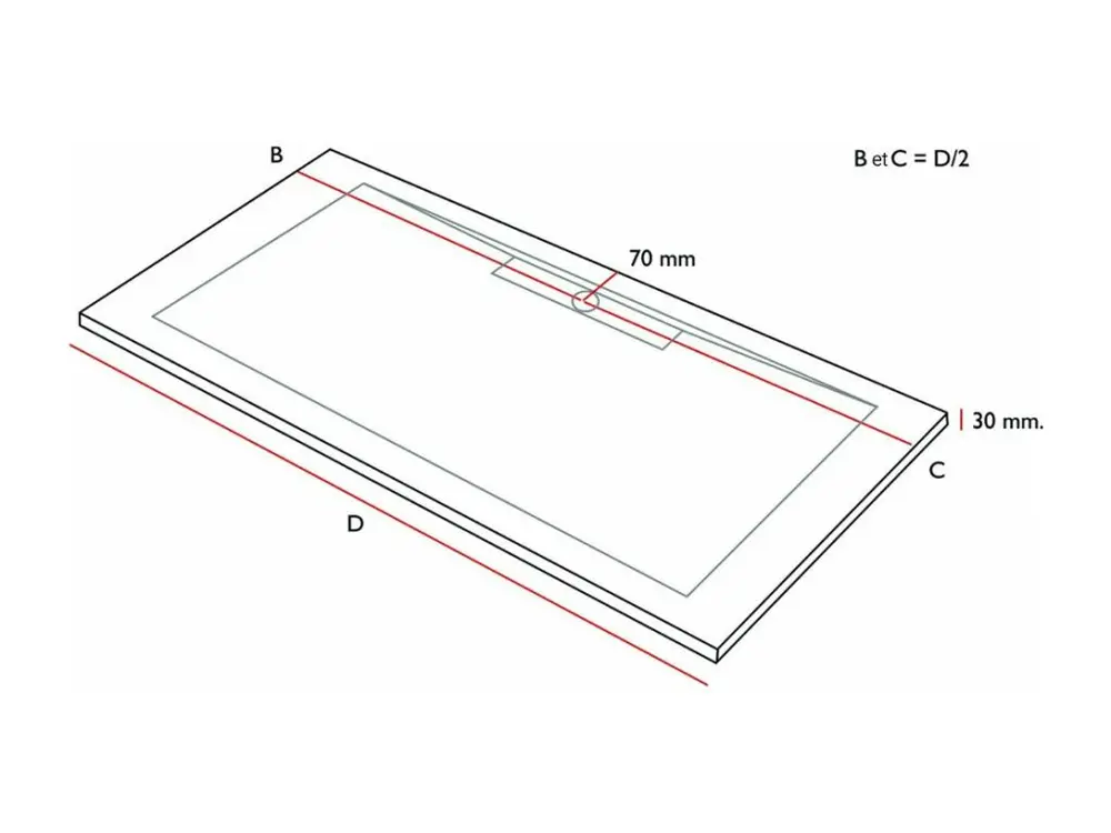 Receveur de douche Anthracite, finition Ardoise Stone SIDE, grille de couleur - 100 x 90 cm