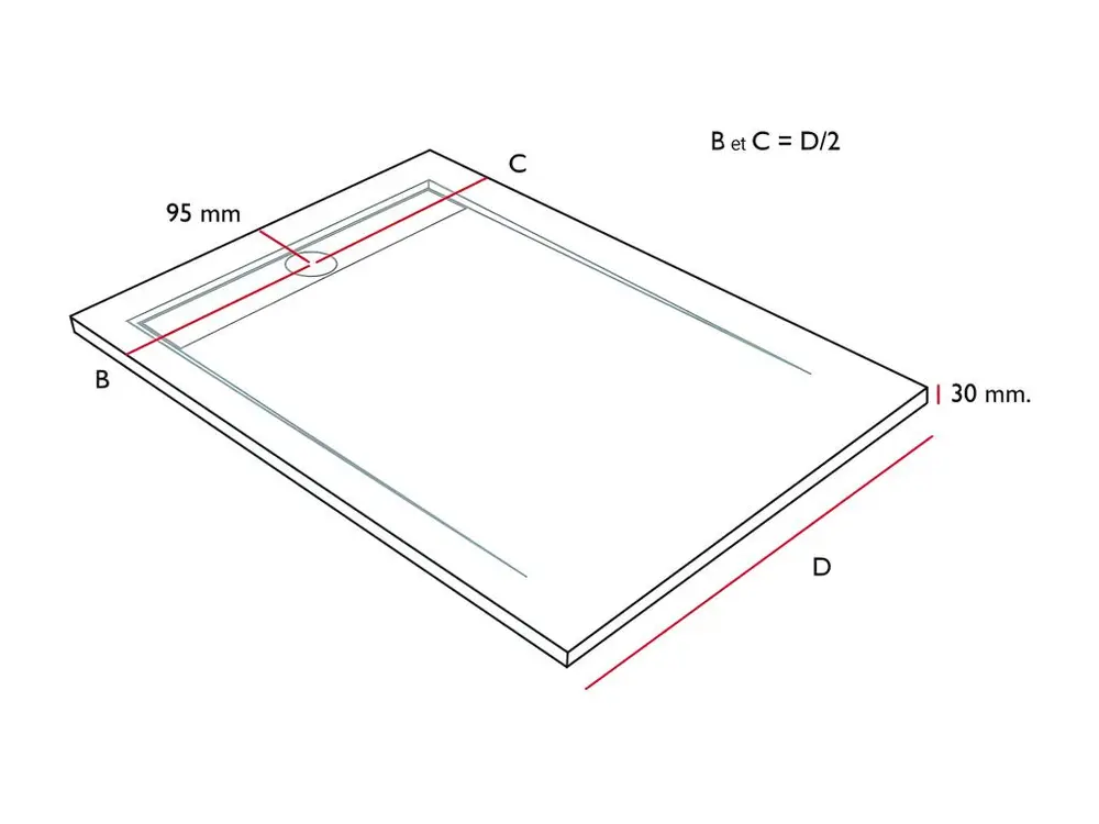 Receveur de douche Anthracite, finition Lisse Stone AUTONOME, grille de couleur - 100 x 90 cm
