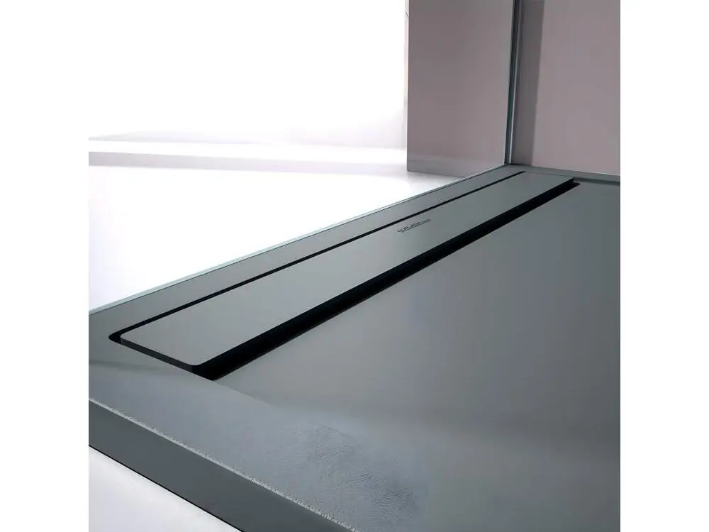 Receveur de douche Anthracite, finition Lisse Stone ÉVOLUÉ, grille de couleur - 110 x 90 cm