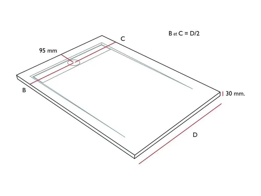 Receveur de douche Anthracite, finition Lisse Stone ÉVOLUÉ, grille de couleur - 110 x 90 cm
