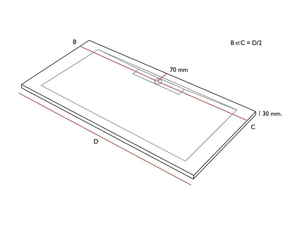 Receveur de douche Anthracite, finition Lisse Stone SIDE, grille de couleur - 200 x 90 cm