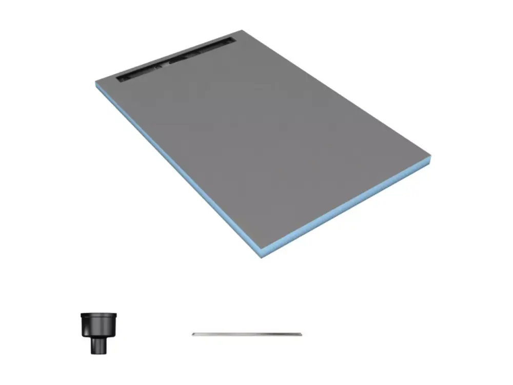 Receveur de douche à carreler 120 x 100 cm WEDI Fundo Riolito Neo avec écoulement vertical + barrette de finition 70 cm