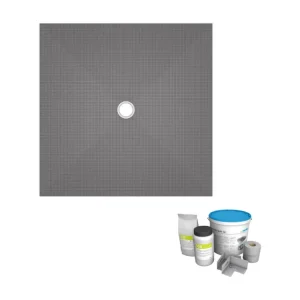 Receveur de douche à carreler 120 x 120 WEDI Fundo Primo carré écoulement centrée + kit d'étancheité