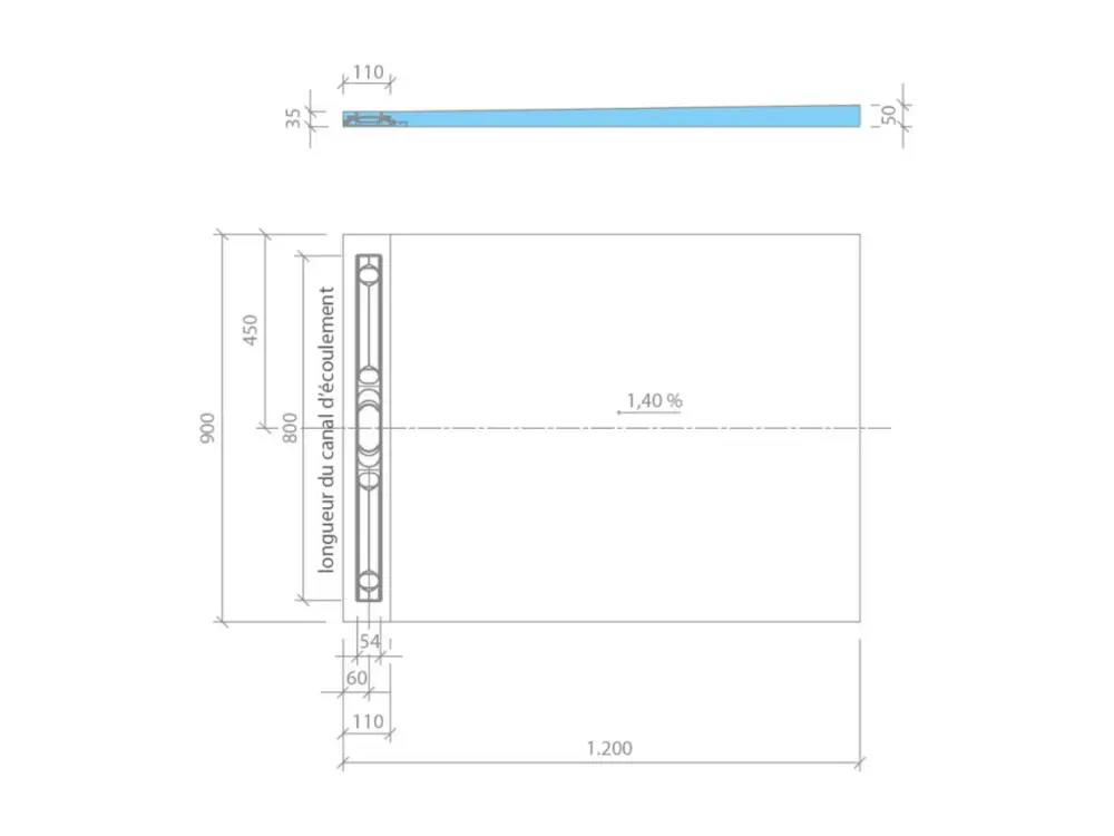 Receveur de douche à carreler 120 x 90 WEDI Fundo riolito neo + revêtement Top marble blanc pur + colle