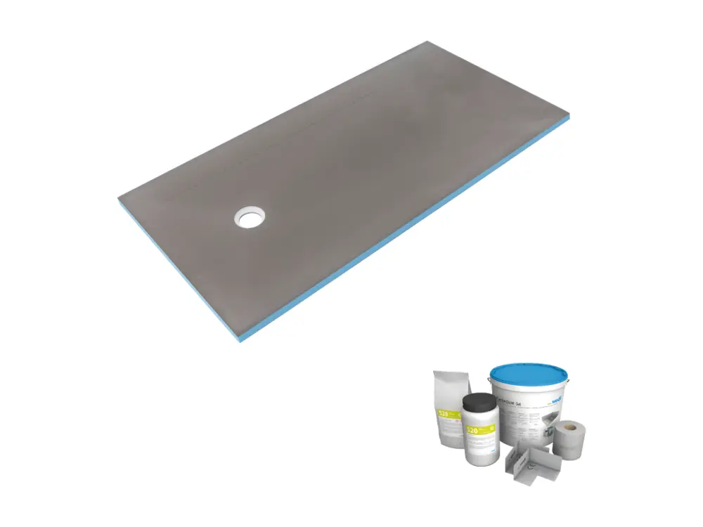 Receveur de douche à carreler 140 x 90 WEDI Fundo Primo rectangle écoulement excentré + kit d'étancheité