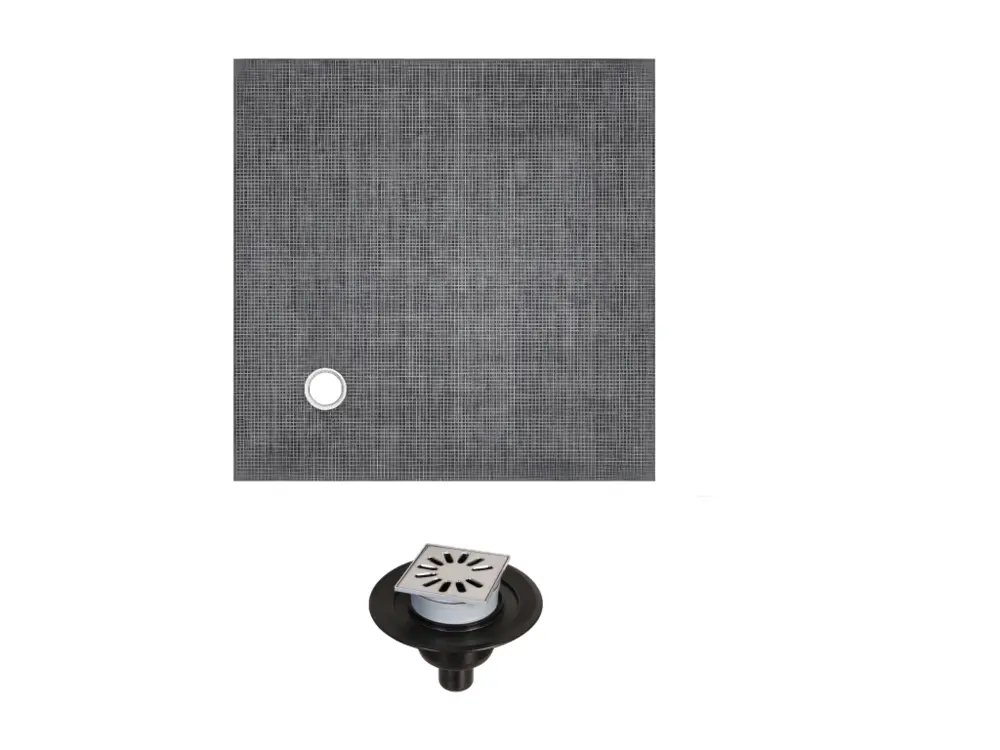 Receveur de douche à carreler 150 x 150 WEDI Fundo Primo carré écoulement excentré + bonde verticale