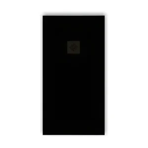 Receveur de douche 90 x 90 cm extra plat NATUREL en résine surface ardoisée noir Grille noire