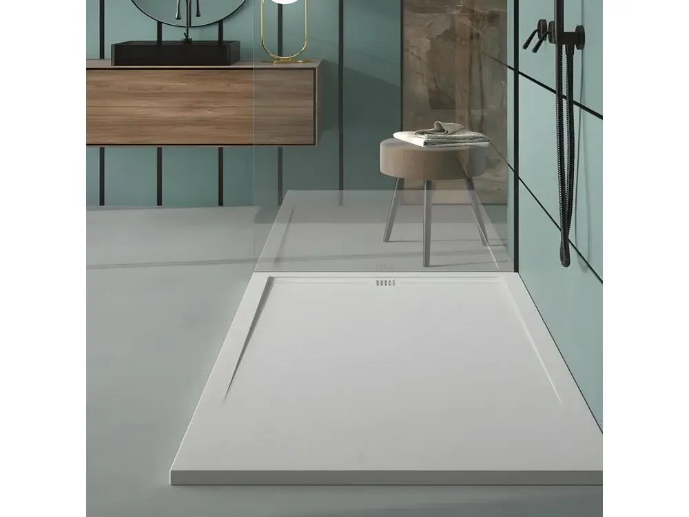 Receveur de douche Gris 7035, finition Ardoise Stone CACH, grille de couleur - 90 x 90 cm