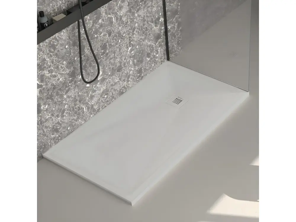 Receveur de douche gris net lisse Stone Plus, grille de couleur - 120 x 90 cm