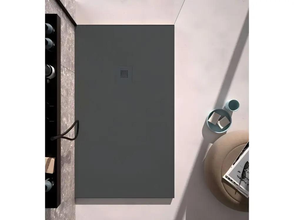 Receveur de douche lisse anthracite Stone Plus, grille de couleur - 100 x 70 cm