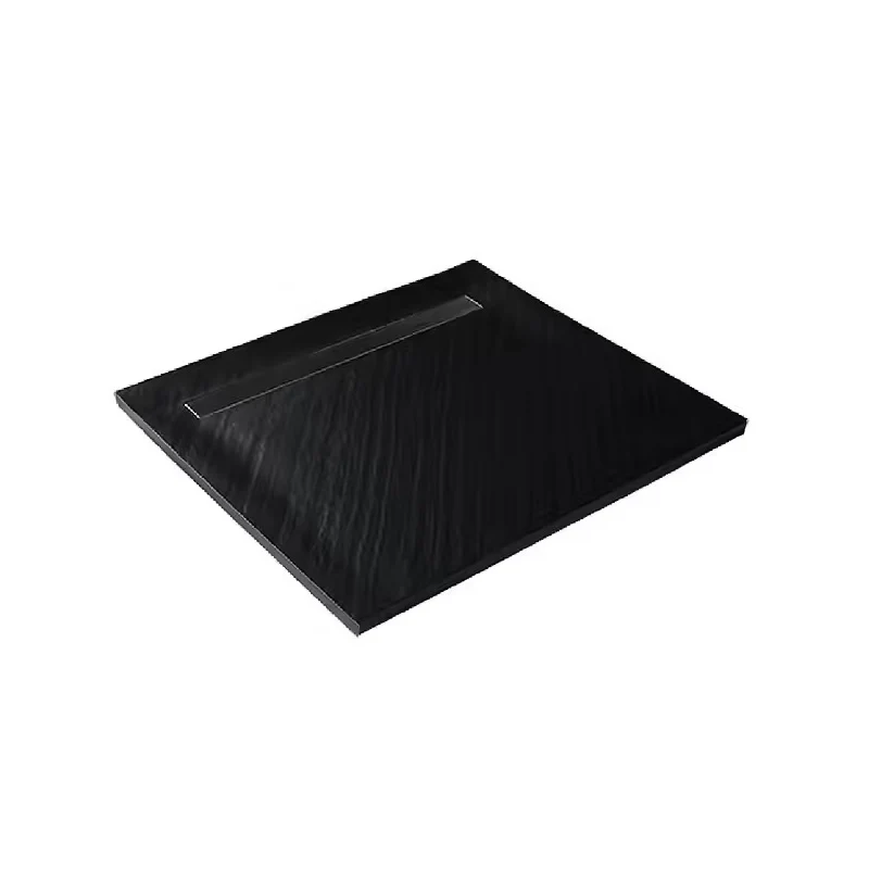Receveur pierre naturelle graphite noir MARMOX grille caniveau excentrée