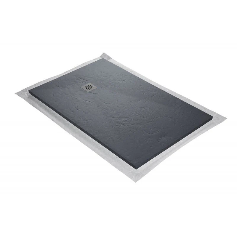 Receveur résine 160x90cm MARMOX RC16090SLATE-7015 - Grille carrée excentrée - Uniforme surface - Gris imitation ardoise