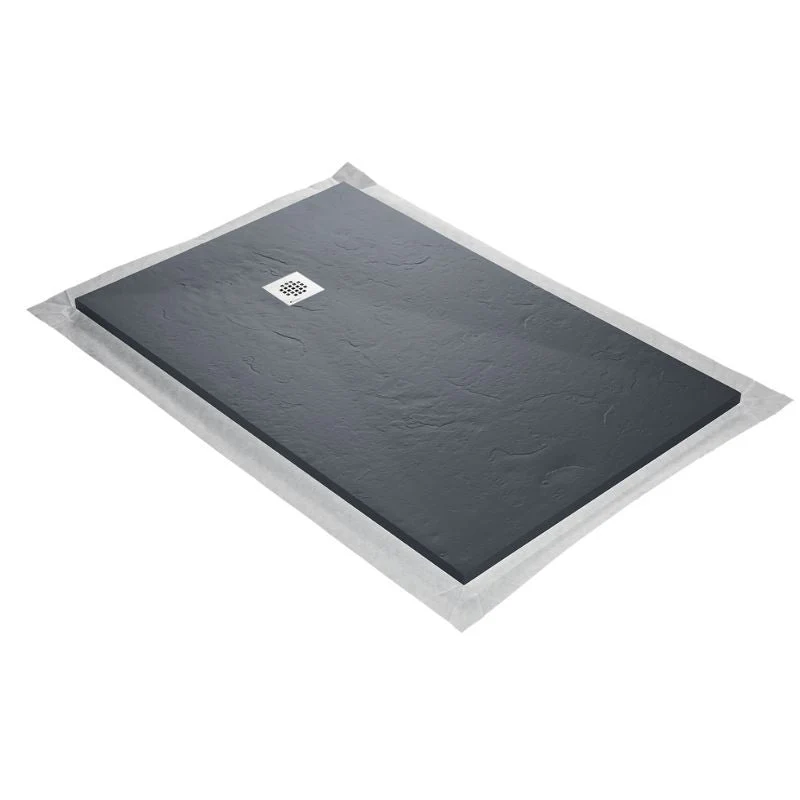 Receveur résine extra-plat 140x90cm MARMOX RC14090LITE-7015 - Grille acier inox - Gris imitation ardoise