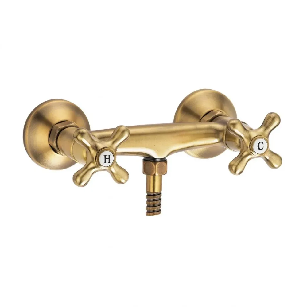Robinet de douche en laiton vieilli Monobloc époque en Laiton Chromé