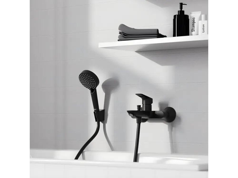 Robinet à détection Mitigeur bain douche mécanique HANSGROHE Logis noir mat