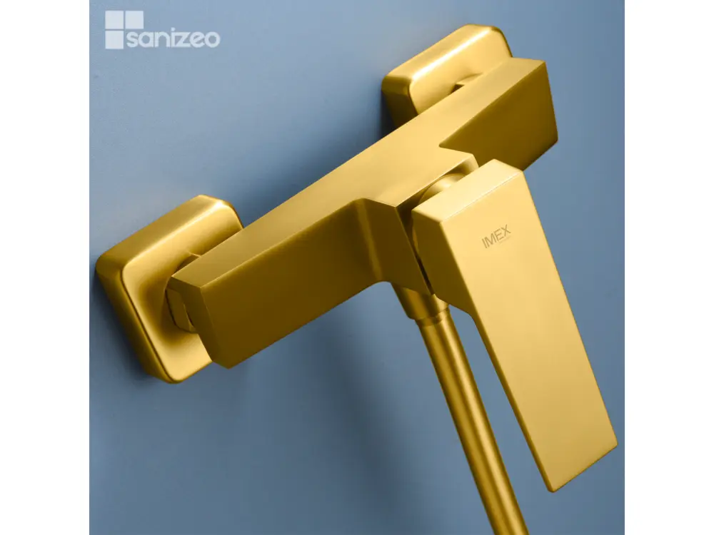 Robinet à levier unique Mitigeur de Douche anti-calcaire Or Brossé IMEX Sanizéo ART BDAR025-5OC
