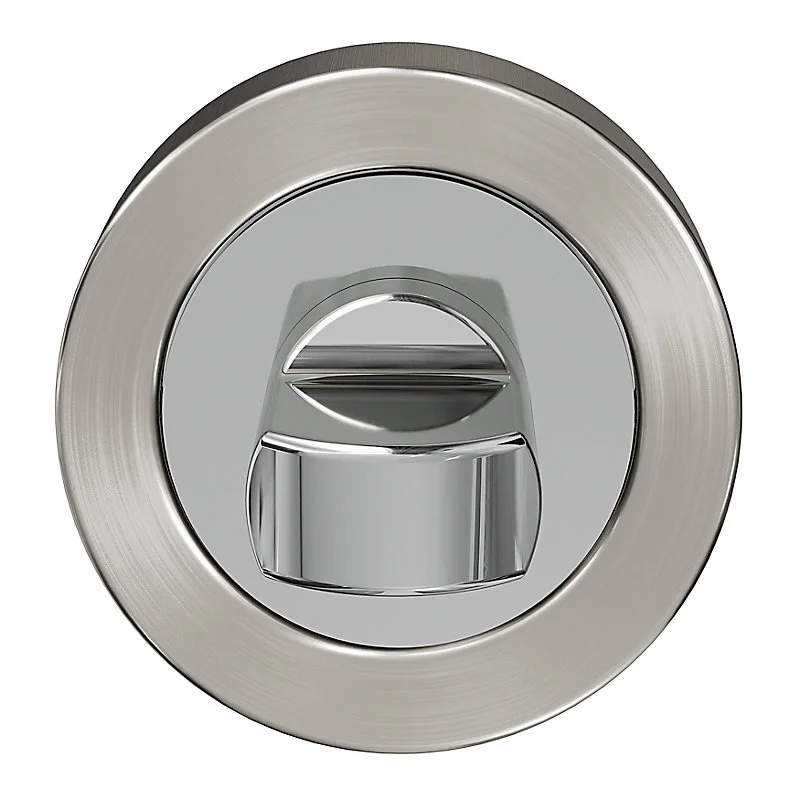 Rosace de fonction rond à visser à condamnation GoodHome Duod Zamac effet chromé et nickel satin gris Ø52mm