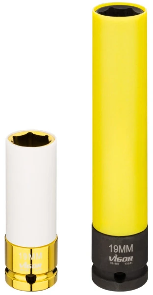 Douille pour boulonneuse VIGOR 150 mm carrée creuse 125 mm (1/2 pouce) profil à six pans extérieurs 19 mm V5931 choisir à...