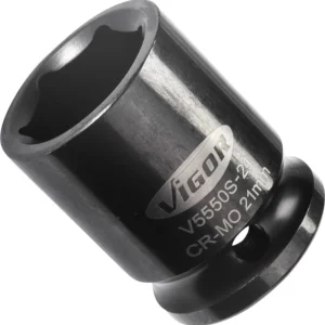 Douille pour boulonneuse VIGOR courte carrée creuse 125 mm (1/2 pouce) profil à six pans extérieurs 21 mm V5550S-21 magasi...